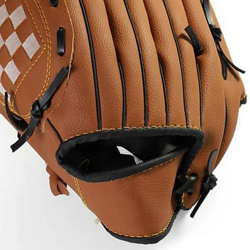 2X Спортна бейзболна ръкавица за практикуване на софтболом на открито, на дясната ръка за обучение на възрастни мъже и жени, кафяв 12,5 инча Изображение 5