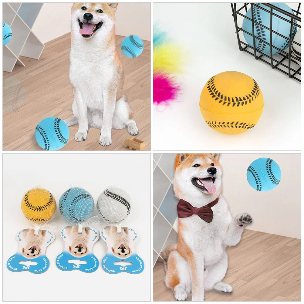 3 бр. гумени топки за кучета, интерактивни топки за дъвчене, спортни играчки за кучета, гумени топки за никнене на млечни зъби, играчки за кучета Изображение 3