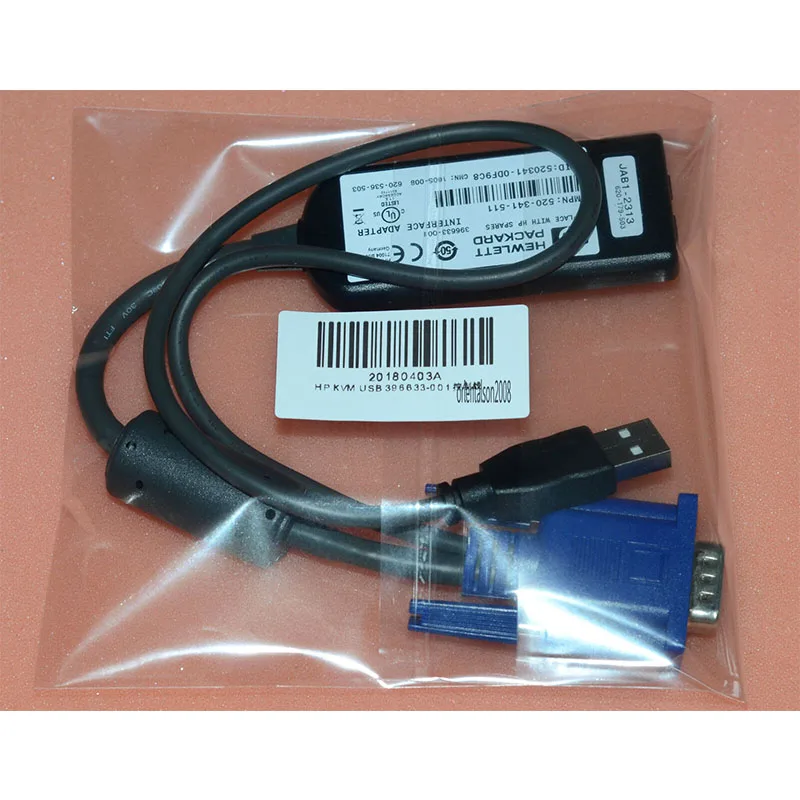 396633-001 за HP 336047-B21 Кабел адаптер за USB KVM 396633-001 VGA, RJ-45 + USB за адаптер ИНТЕРФЕЙС KVM 1PK конзола Virtual USB Изображение 0