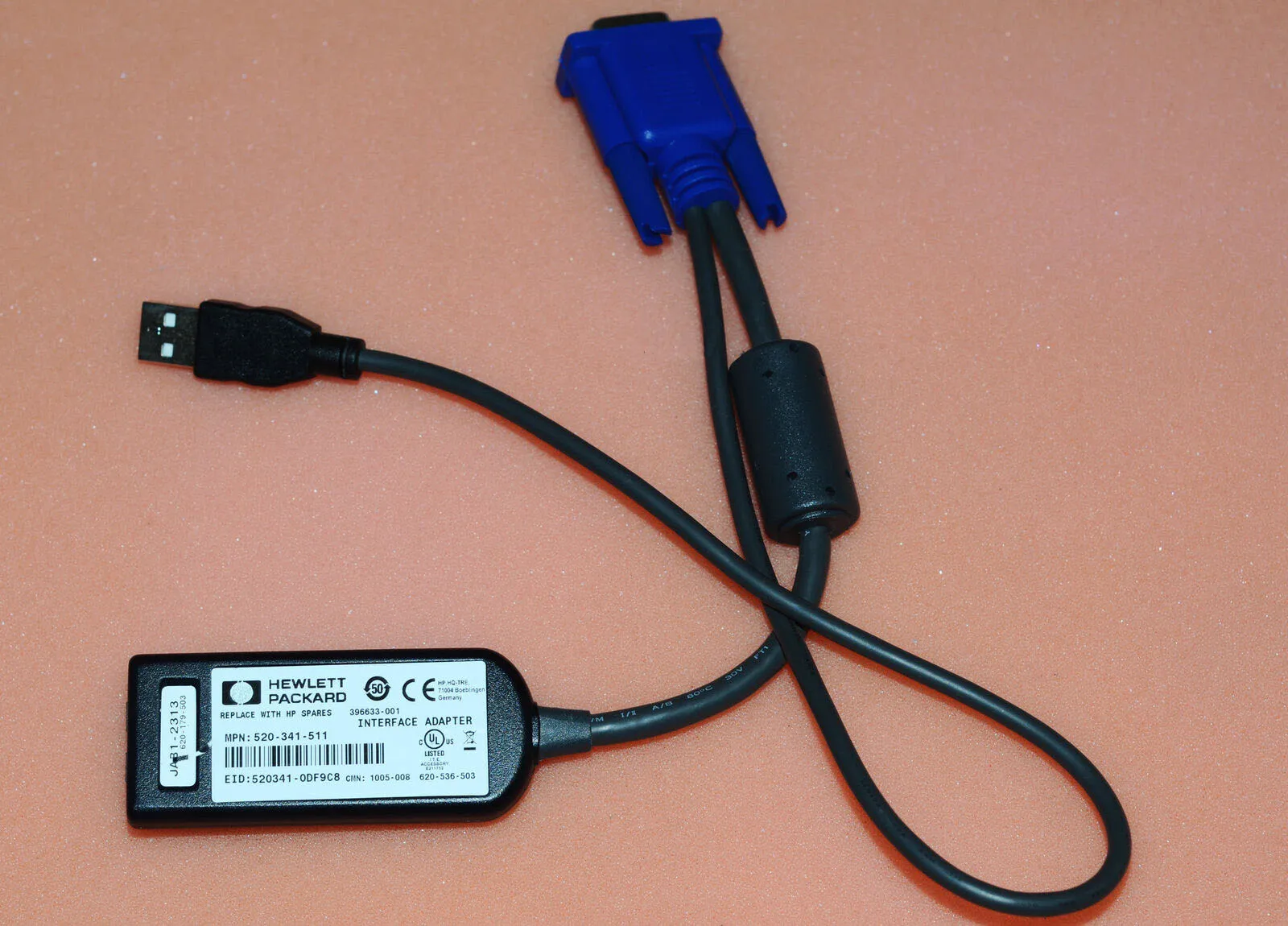 396633-001 за HP 336047-B21 Кабел адаптер за USB KVM 396633-001 VGA, RJ-45 + USB за адаптер ИНТЕРФЕЙС KVM 1PK конзола Virtual USB Изображение 1