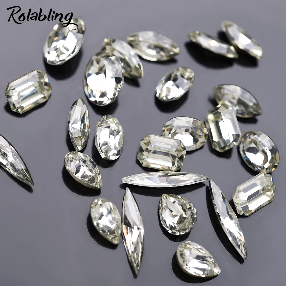 3D Декорация за нокти с бял цвят AB, акрилни диамантени накрайници за нокти, кристални, блестящи аксесоари за маникюр с големи кристали Изображение 2
