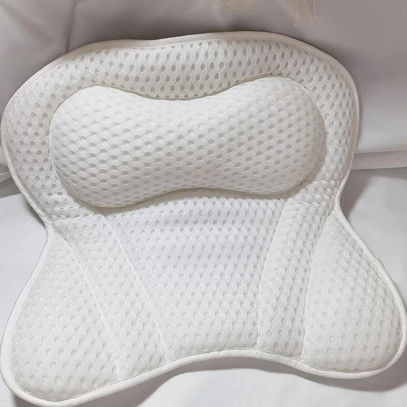 3D Мека бяла масажна възглавница за вана с пеперуда и нещастници, порести възглавница за СПА-вани, комфортно средство за релакс на врата и гърба Изображение 0