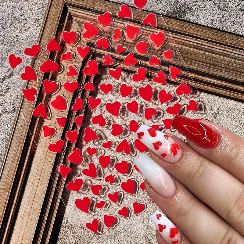 3D Стикери за нокти с любов сърца, Етикети за Свети Валентин, стикери за нокти 