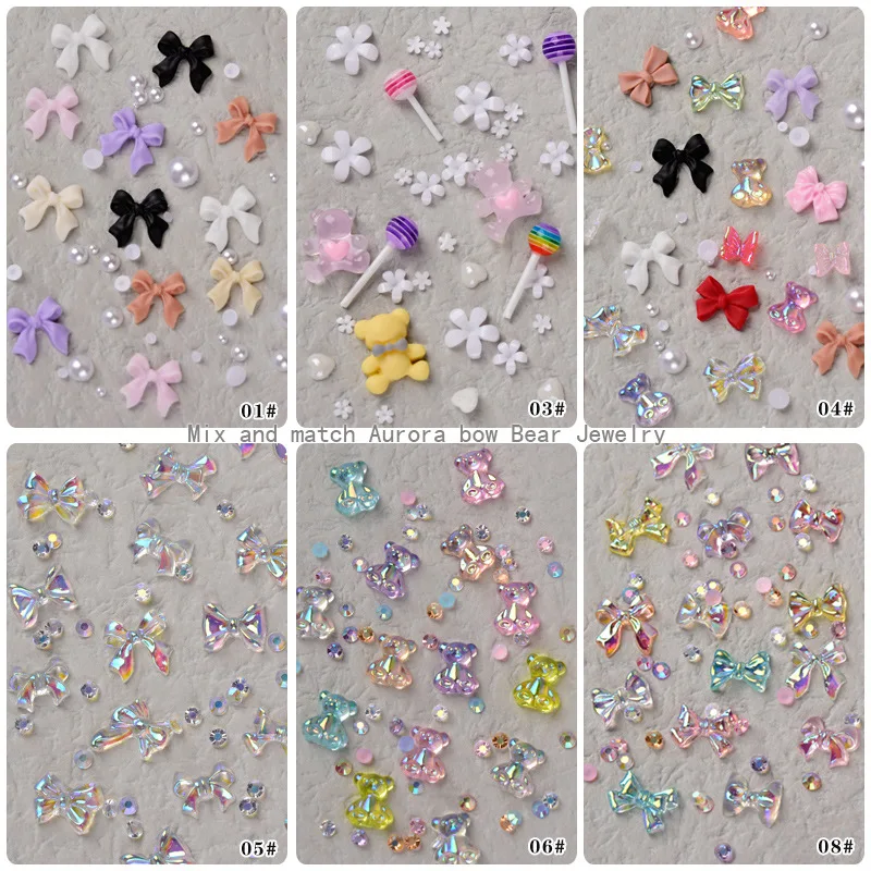 3D цвете Аврора Мечка Пеперуда Планински кристал, перли Смесен комплект кутия за дизайн на ноктите Професионални аксесоари за дизайн на маникюр със собствените си ръце Изображение 1