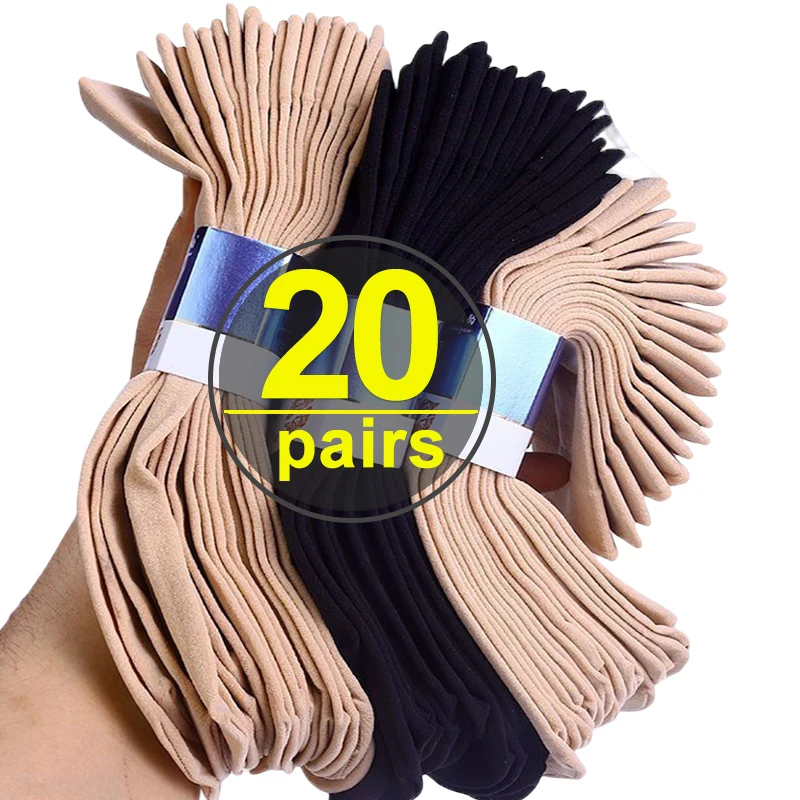 40 бр. прозрачни летни чорапи за жените, тънки найлонови дамски чорапи за момичета, къси ластични кристални копринена невидими чорапи Изображение 0