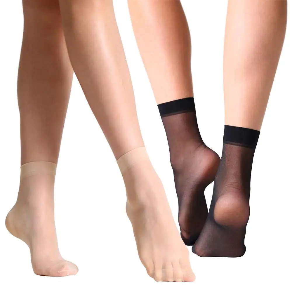 40 бр. прозрачни летни чорапи за жените, тънки найлонови дамски чорапи за момичета, къси ластични кристални копринена невидими чорапи Изображение 2
