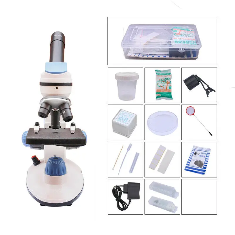 40X-2000X Биологичен Микроскоп с възможност за Регулиране Отгоре/Отдолу Монокуляр с led подсветка За смартфон, Подарък за Мобилен телефон Изображение 4