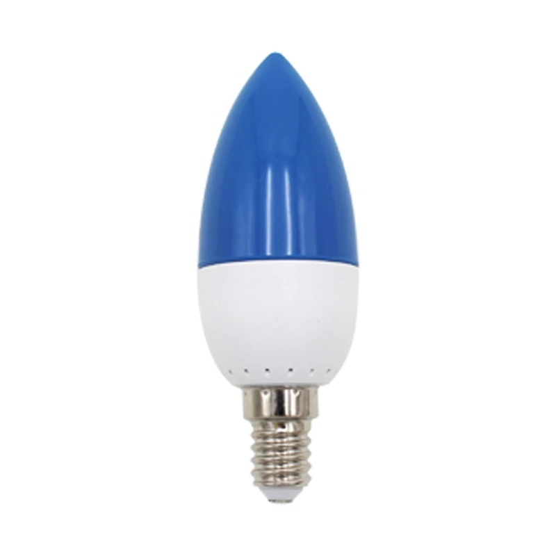 4X E14 led лампа с цветен връхчета, цвят на свещ, син Изображение 0