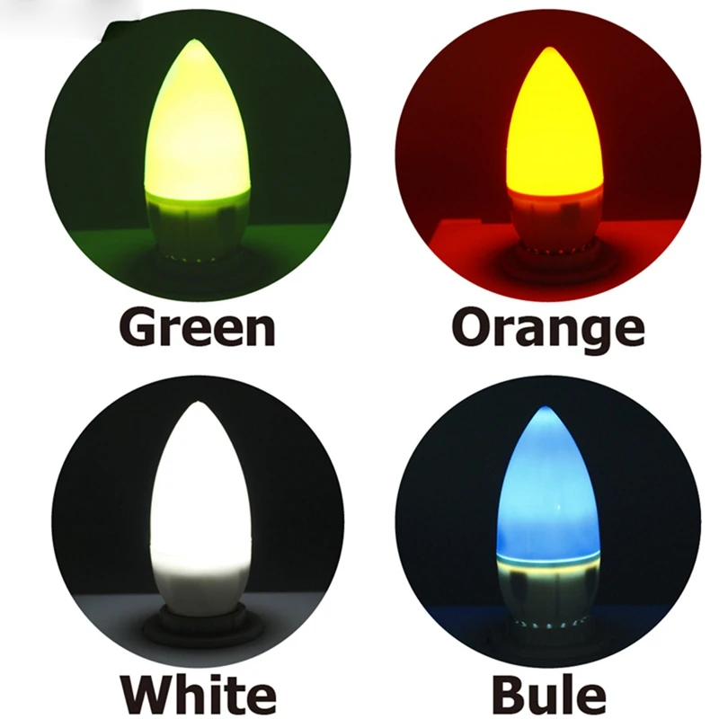 4X E14 led лампа с цветен връхчета, цвят на свещ, син Изображение 2