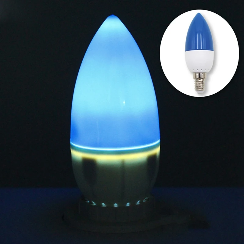 4X E14 led лампа с цветен връхчета, цвят на свещ, син Изображение 3