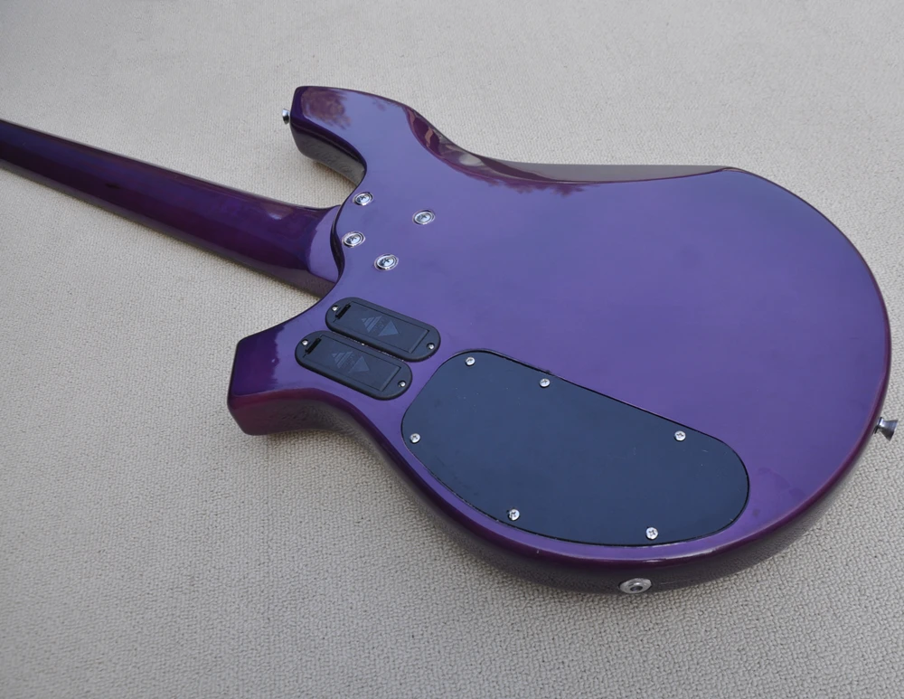 5-Струнен лъскава лилаво електрическа бас-китара с лунни вложки, хромирана профили, Предложението за поръчка Изображение 4