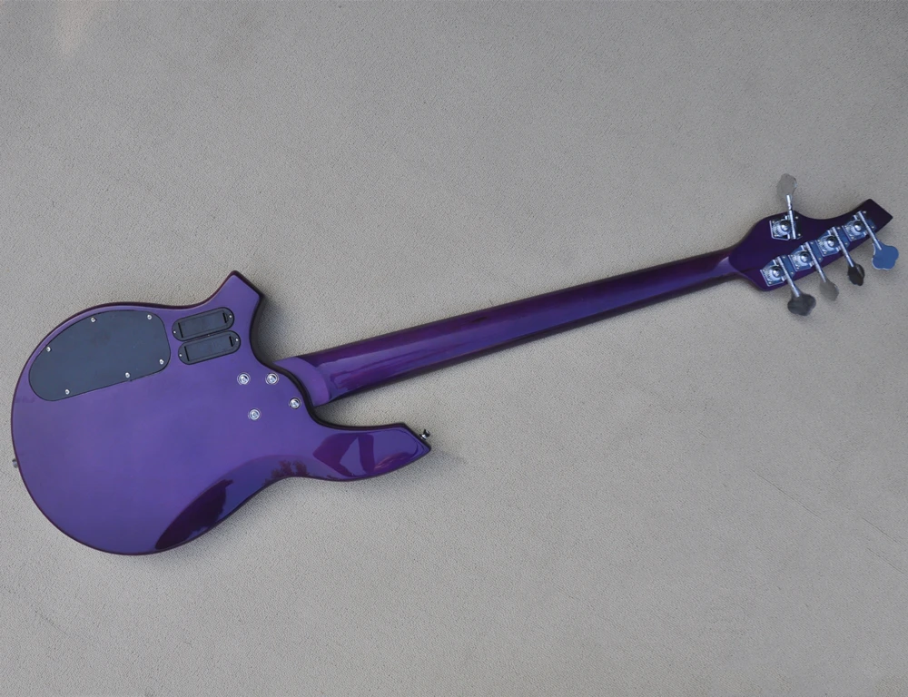 5-Струнен лъскава лилаво електрическа бас-китара с лунни вложки, хромирана профили, Предложението за поръчка Изображение 5