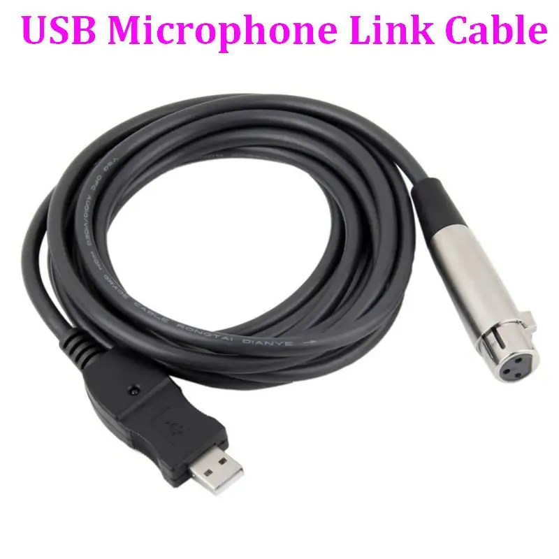 50 бр., професионален 3 м USB конектор XLR-конектор, женски кабел за микрофон, кабел-адаптер, линк за микрофон, аудио-удължителен кабел, черен Изображение 0