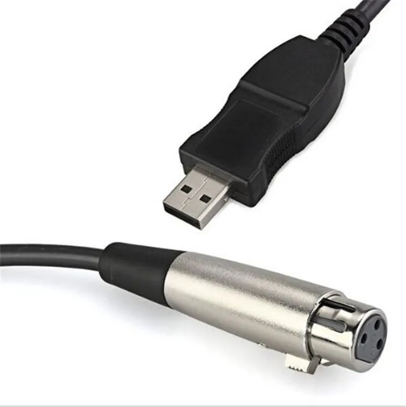 50 бр., професионален 3 м USB конектор XLR-конектор, женски кабел за микрофон, кабел-адаптер, линк за микрофон, аудио-удължителен кабел, черен Изображение 5