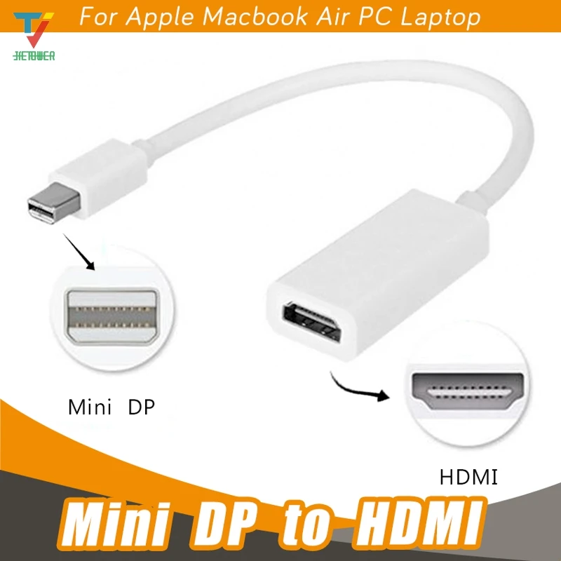 500 бр./лот Висококачествен Мини дисплей порт DP-HDMI 1080P аудио Конвертор, Кабел и Адаптер За Mac MacBook Pro Air Бял евтин Изображение 2