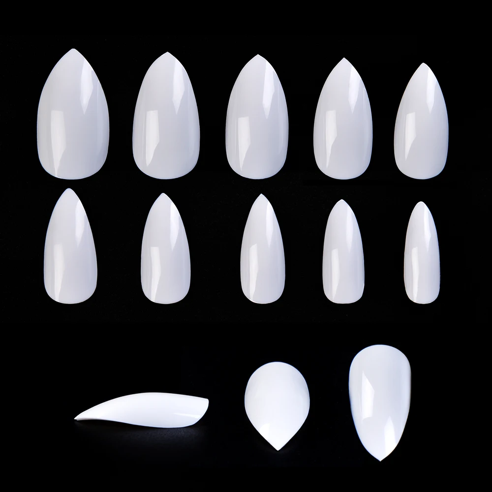 500 бр./пакет уши за маникюр на висок ток, натурални прозрачни бели въздушни накрайници с пълно покритие за изграждане с UV-гел, 10 размери изкуствени режийни нокти Изображение 5
