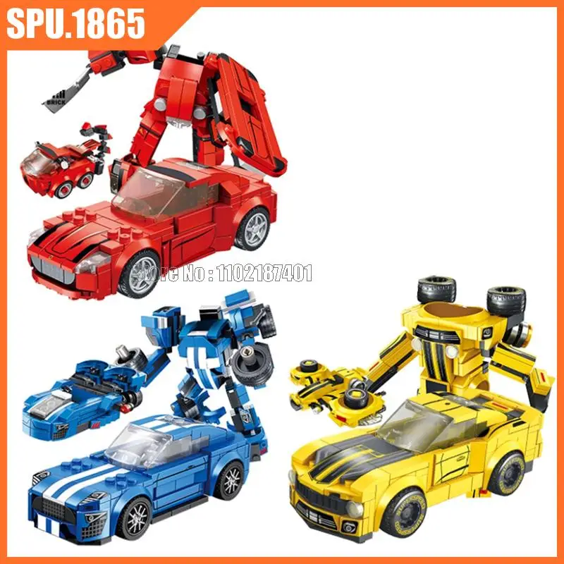 661002 Трансформация на рали състезателна кола, деформационный робот, суперавтомобил, спортен автомобил, строителни блокове, тухла играчка Изображение 0
