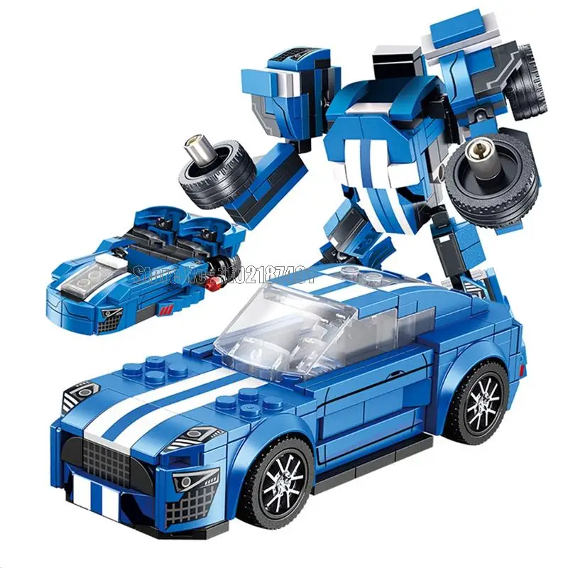 661002 Трансформация на рали състезателна кола, деформационный робот, суперавтомобил, спортен автомобил, строителни блокове, тухла играчка Изображение 2