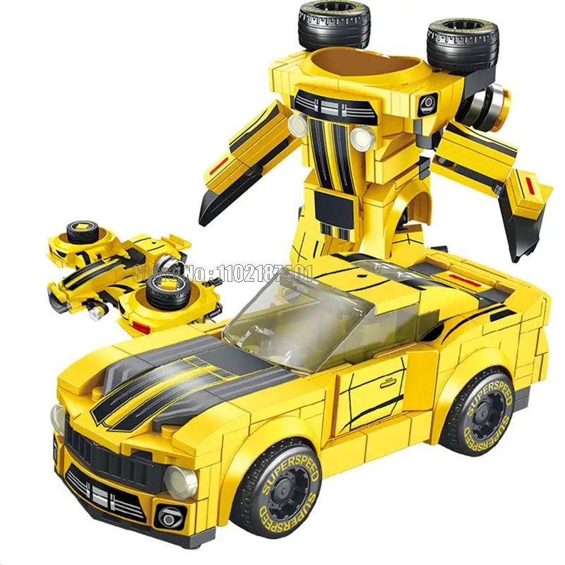 661002 Трансформация на рали състезателна кола, деформационный робот, суперавтомобил, спортен автомобил, строителни блокове, тухла играчка Изображение 3