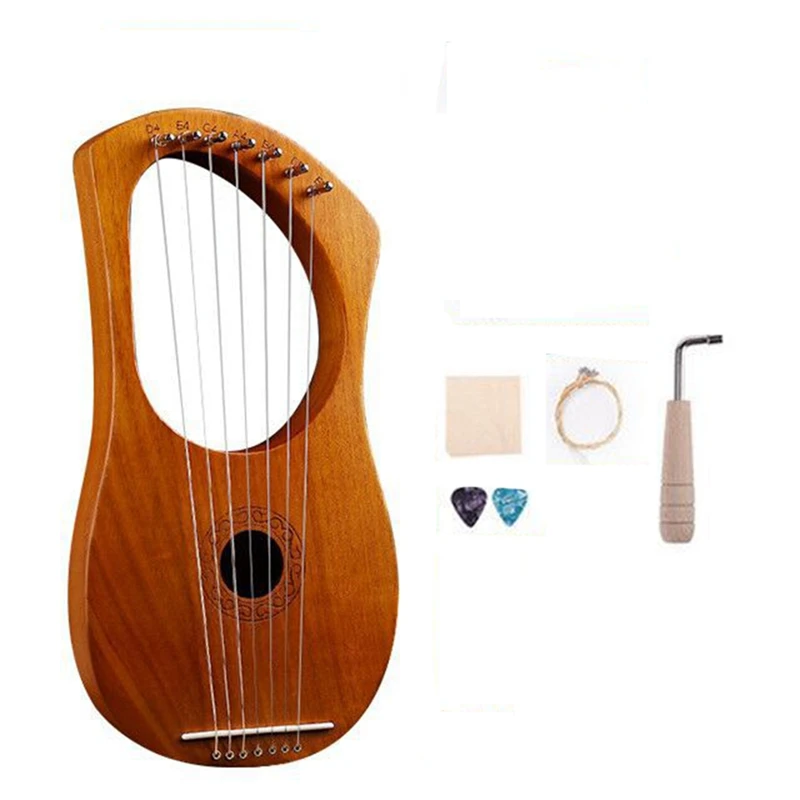 7-Струнен лира, арфа, wooden струнен музикален инструмент, с чанта за носене, допълнителен комплект струни и аксесоари в стила на Изображение 5