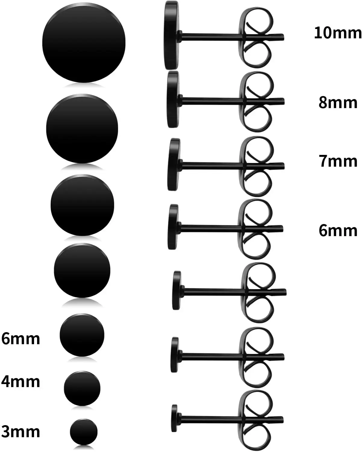 7 Чифта обици на точки от неръждаема стомана, Хипоалергенни обеци-карамфил-за мъже и жени, 3 мм/4 мм/5 мм/6 мм/7 мм/8 мм/10 мм Изображение 1