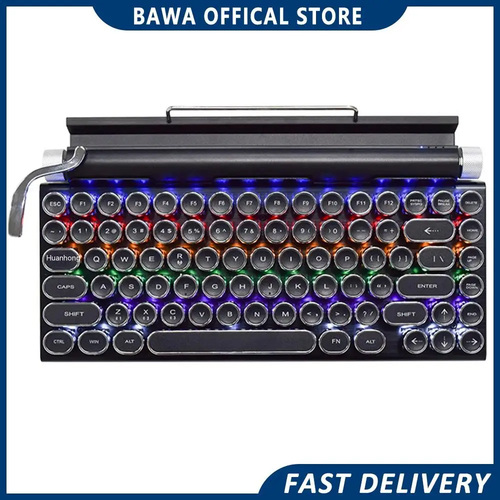 83 Клавишите Tw1867 Клавиатура в стил пънк-ретро, механични безжична клавиатура Bluetooth, Rgb осветление, дълъг живот на батерията, гореща замяна, Киберспортсмен Изображение 0