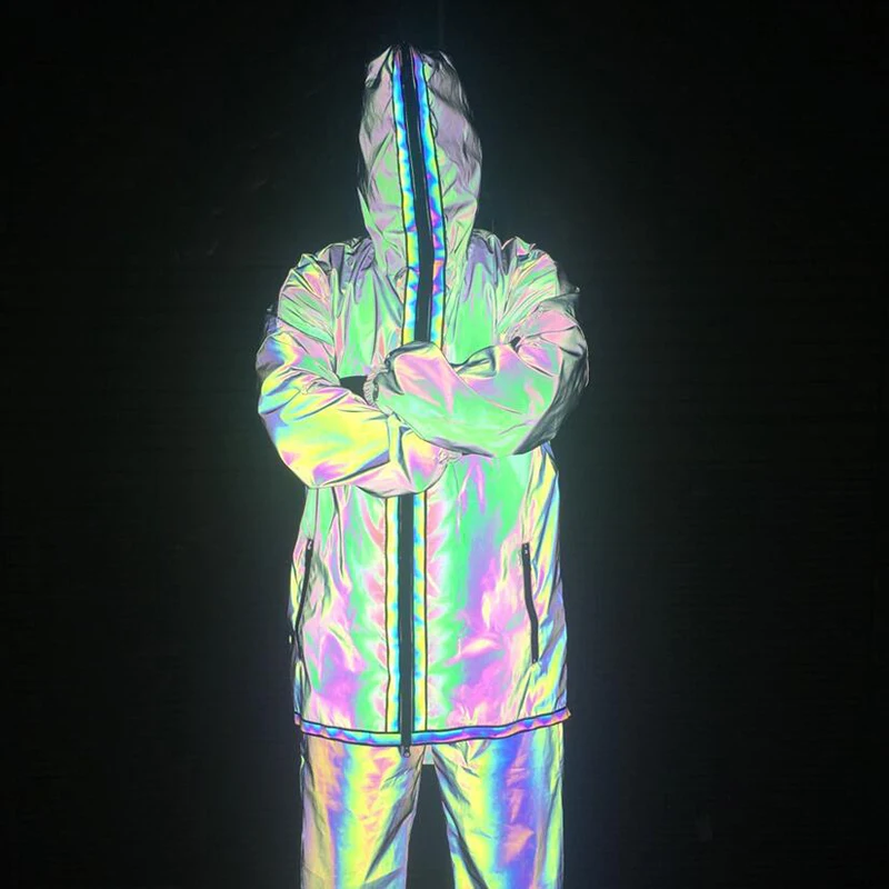 ABOORUN, мъжки светлоотразителни якета с дължина от 3 м, цветни дълги светлоотразителни якета, ежедневни ветровка, водонепроницаемое палта за мъже R860 Изображение 1