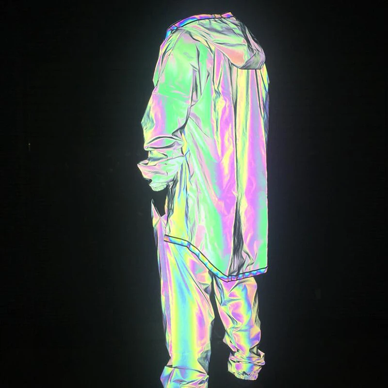 ABOORUN, мъжки светлоотразителни якета с дължина от 3 м, цветни дълги светлоотразителни якета, ежедневни ветровка, водонепроницаемое палта за мъже R860 Изображение 2