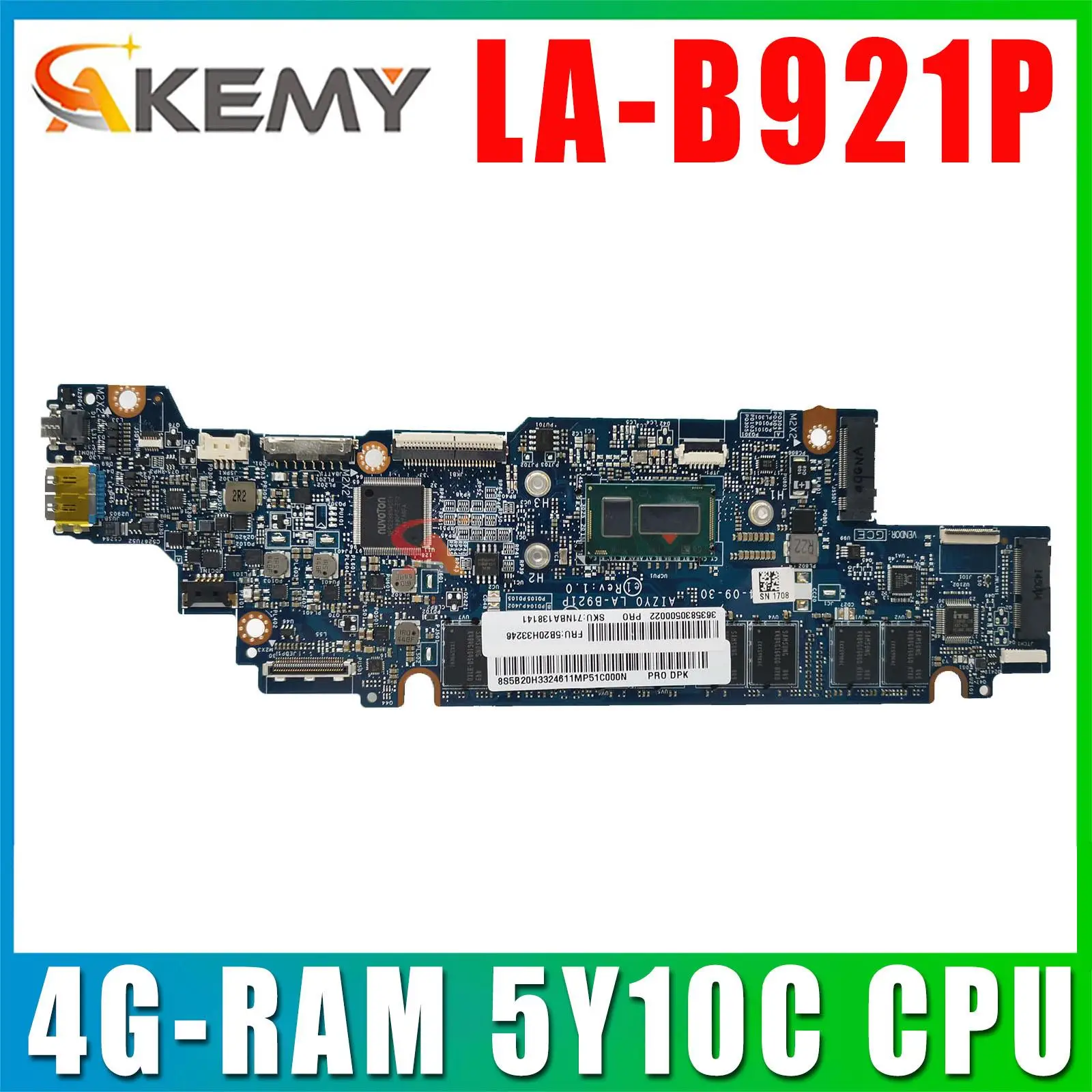 AIZY0 LA-B921P REV: 1.0 на дънна Платка за лаптоп Lenovo Yoga 3-1170 Yoga 3 11 дънна платка с процесор 4G RAM 5Y10C 100% напълно тестван Изображение 0