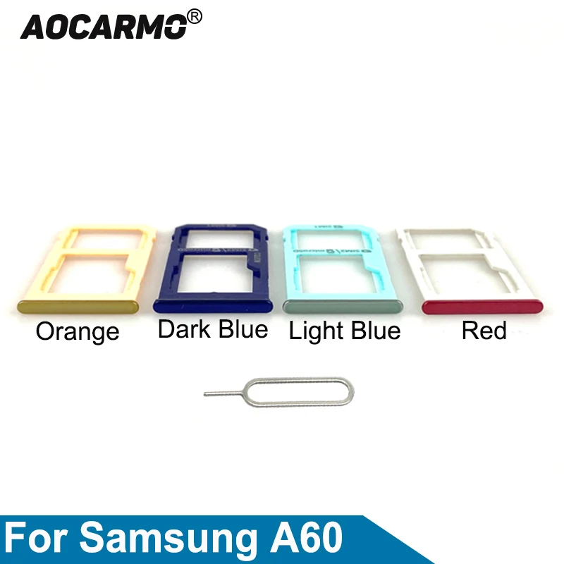 Aocarmo притежателя microSD, слот за тавата за Nano Sim карта, дубликат детайл за Samsung Galaxy A60 A6060 Изображение 0