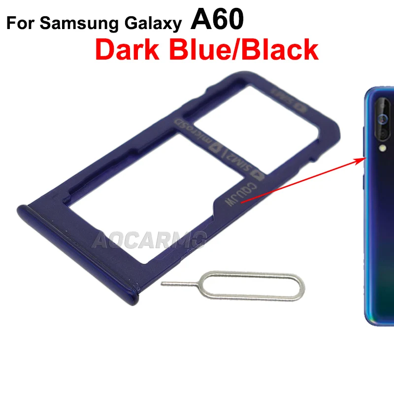Aocarmo притежателя microSD, слот за тавата за Nano Sim карта, дубликат детайл за Samsung Galaxy A60 A6060 Изображение 2