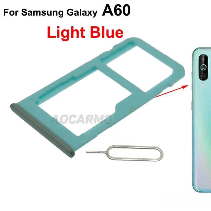 Aocarmo притежателя microSD, слот за тавата за Nano Sim карта, дубликат детайл за Samsung Galaxy A60 A6060 Изображение 3