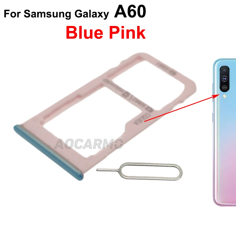 Aocarmo притежателя microSD, слот за тавата за Nano Sim карта, дубликат детайл за Samsung Galaxy A60 A6060 Изображение 4