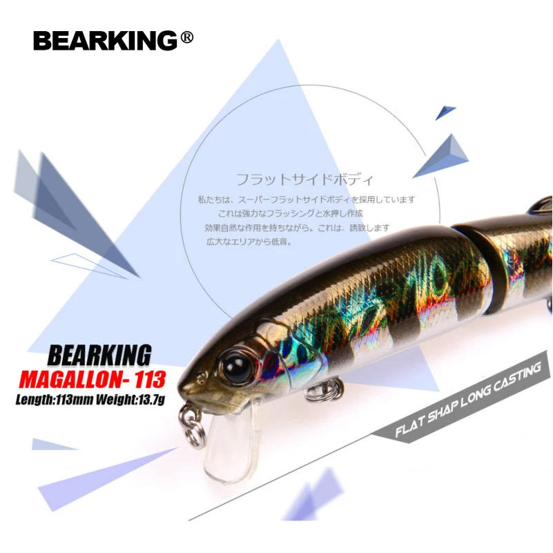 Bearking-Изкуствена пластмасова твърда стръв, шарнирная стръв, аксесоари за рибарски принадлежности, 113 мм, 13,7 g, аксесоари за риболов Изображение 4