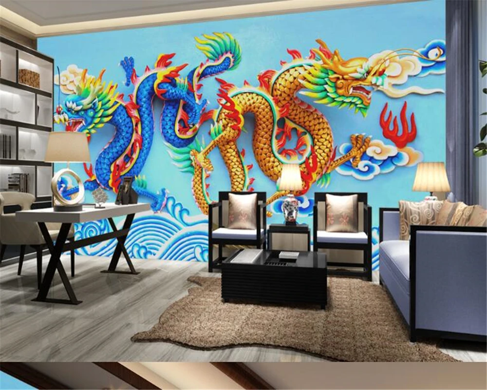 beibehang тапети за стените, 3 d Висококачествени 3D тапети Модерен Класически Xiangyun Cloud Carving Dragon papel de parede 3d Изображение 0