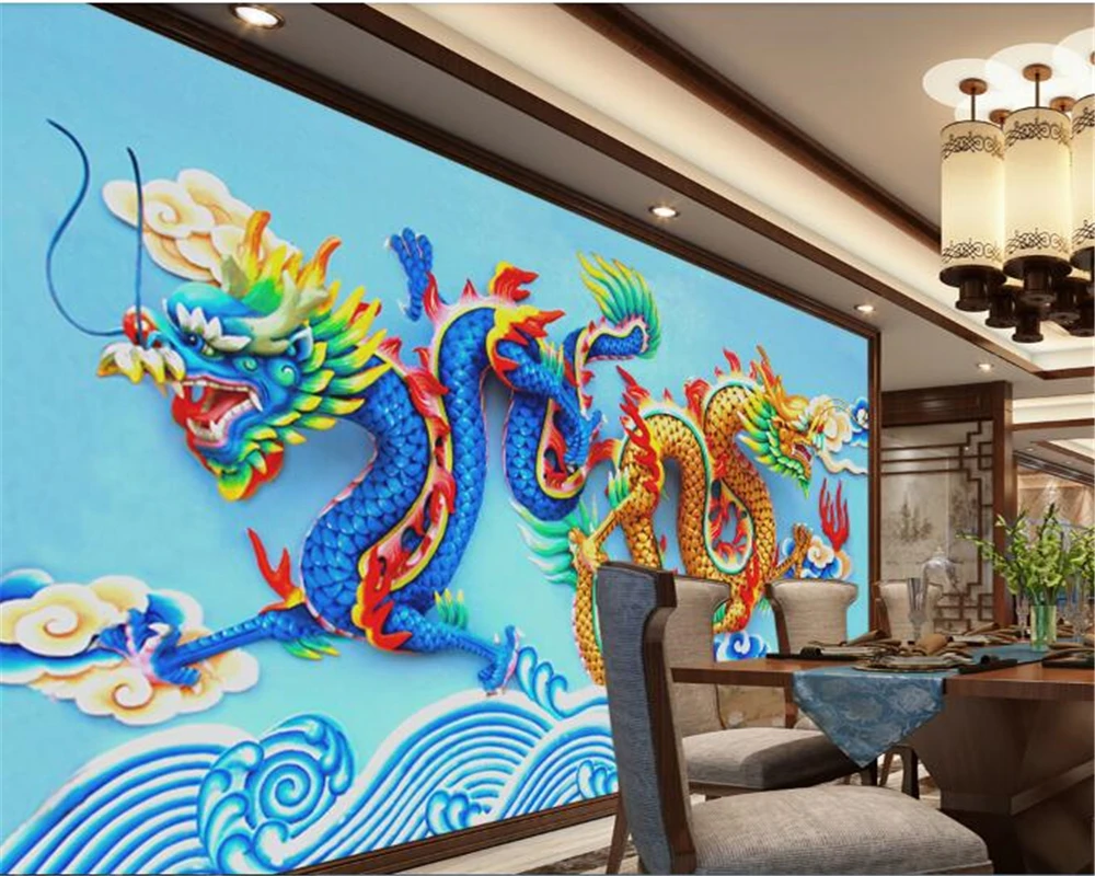 beibehang тапети за стените, 3 d Висококачествени 3D тапети Модерен Класически Xiangyun Cloud Carving Dragon papel de parede 3d Изображение 3