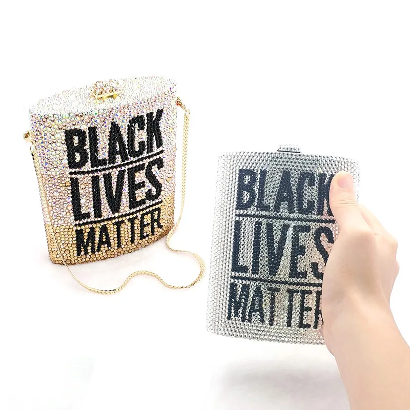 BLACK LIVES MATTER РОК-дамски официални клатчи за устни с пълна кристал, класически портмоне, чанта Изображение 0