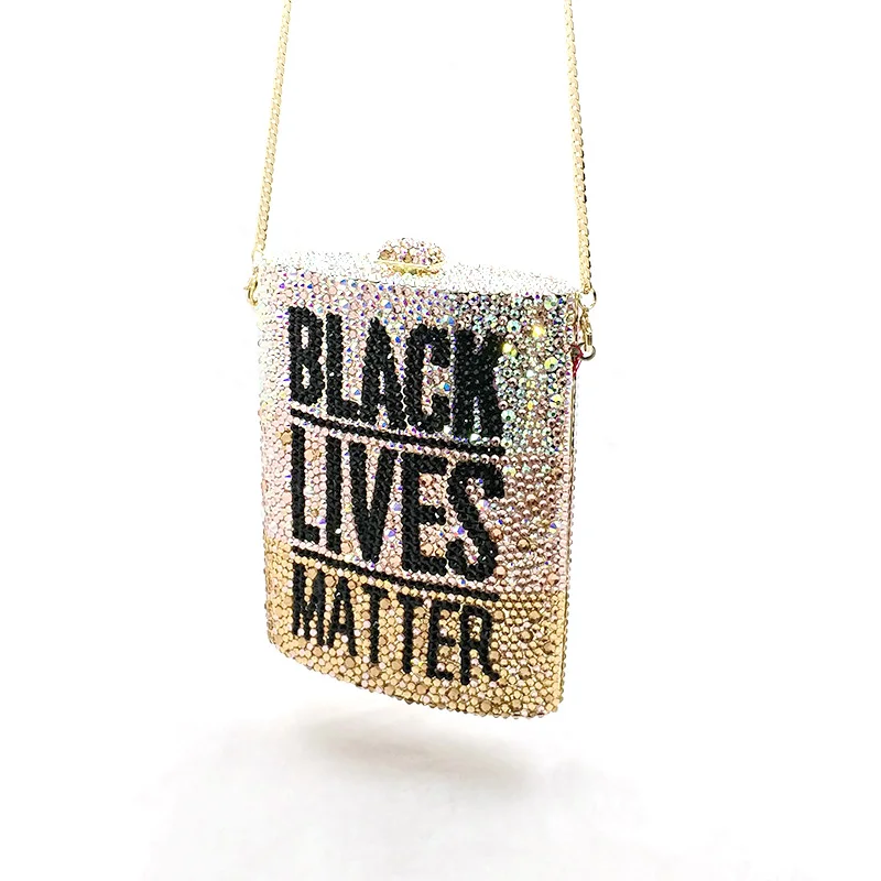 BLACK LIVES MATTER РОК-дамски официални клатчи за устни с пълна кристал, класически портмоне, чанта Изображение 2
