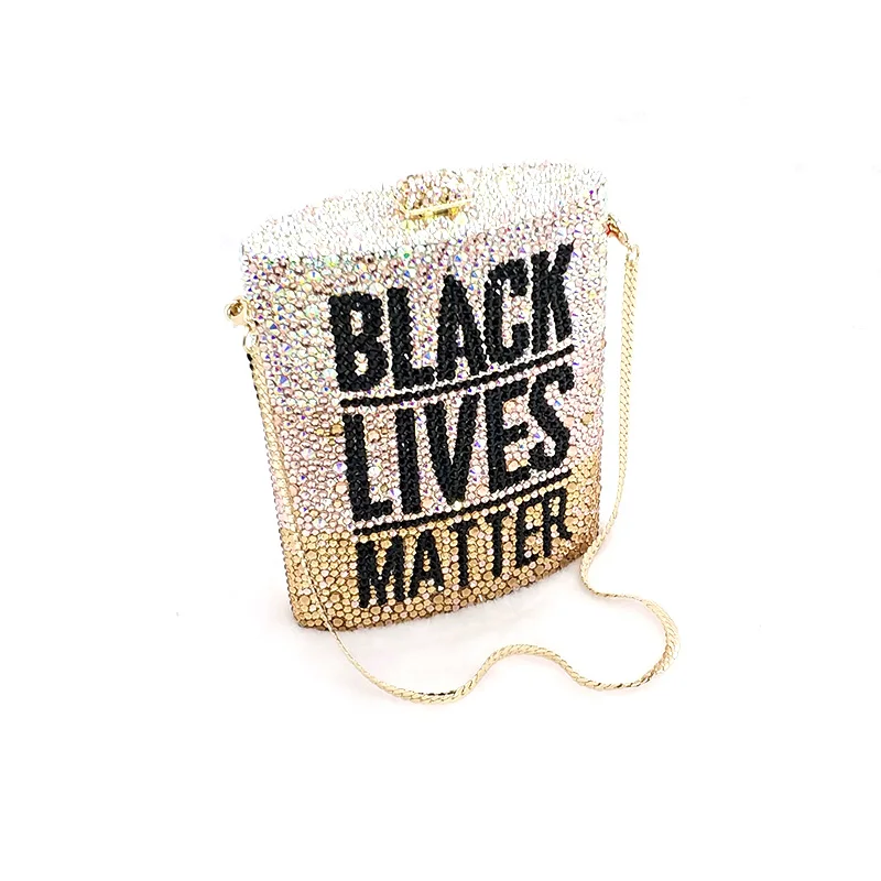 BLACK LIVES MATTER РОК-дамски официални клатчи за устни с пълна кристал, класически портмоне, чанта Изображение 5