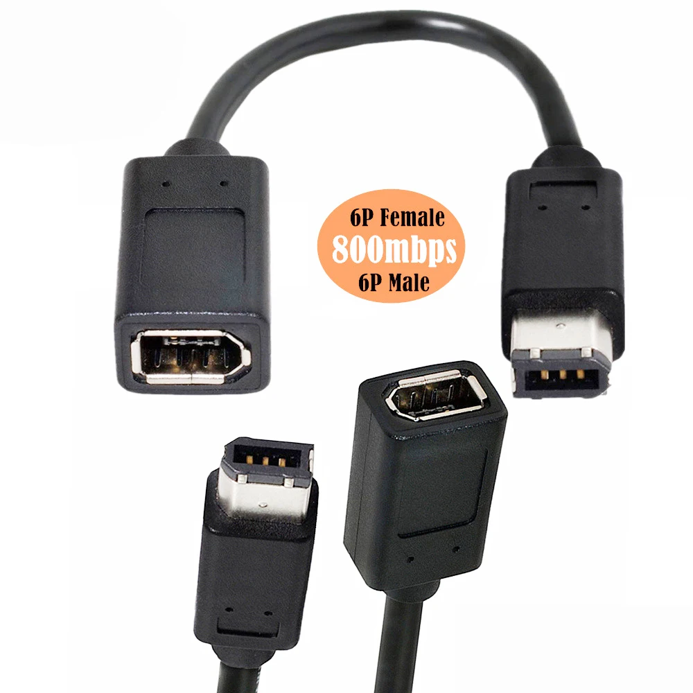 Cablecc IEEE 1394 6Pin Женски удължителен кабел За пренос на данни и видео заснемане Firewire 400-400 Кабел 20 см 1394a 6Pin Мъжки Изображение 1