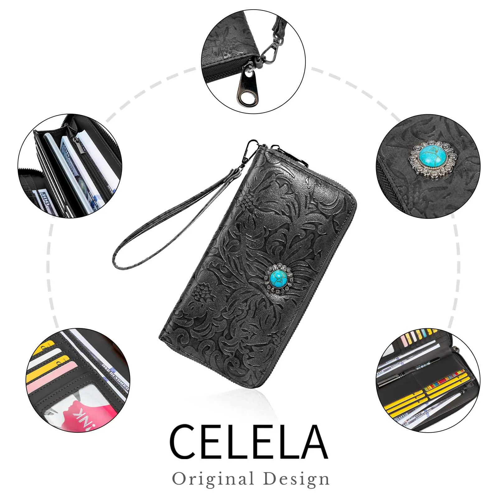 Celela, държач за кредитни карти, банкови, Модерен тюркоаз малко портфейла на Оригиналния дизайн, чантата е от изкуствена кожа, чанта-гривна 2023 Изображение 4
