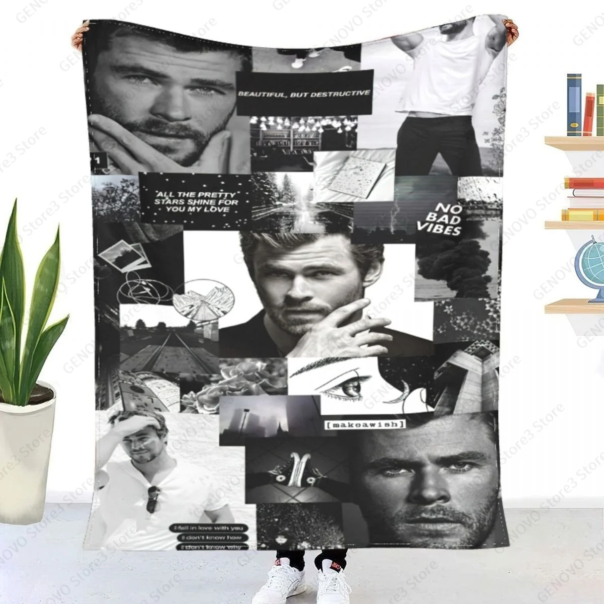 Chris Hemsworth, Коллажное Клетчатое одеяло, украса от коралов руно, Актьор, Преносими Топли наметала за мека мебел, легла за спалня, наметала Изображение 0