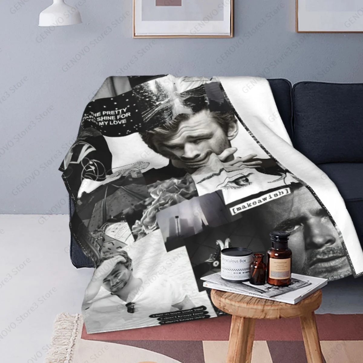 Chris Hemsworth, Коллажное Клетчатое одеяло, украса от коралов руно, Актьор, Преносими Топли наметала за мека мебел, легла за спалня, наметала Изображение 1