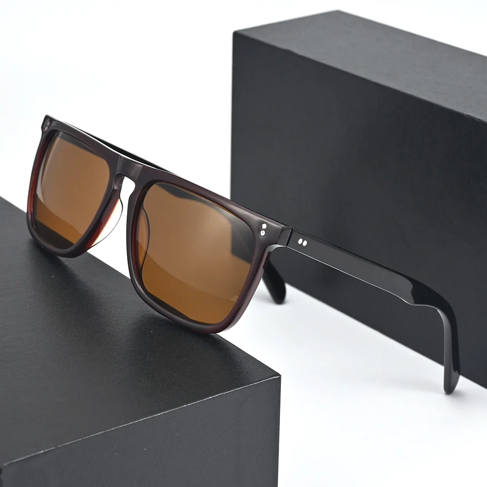 Cubojue Мъжки Стъклени слънчеви очила Дамски Слънчеви очила с висококачествена ацетатна рамки за мъже със защита от надраскване черно-кафяви нюанси G15 Изображение 0