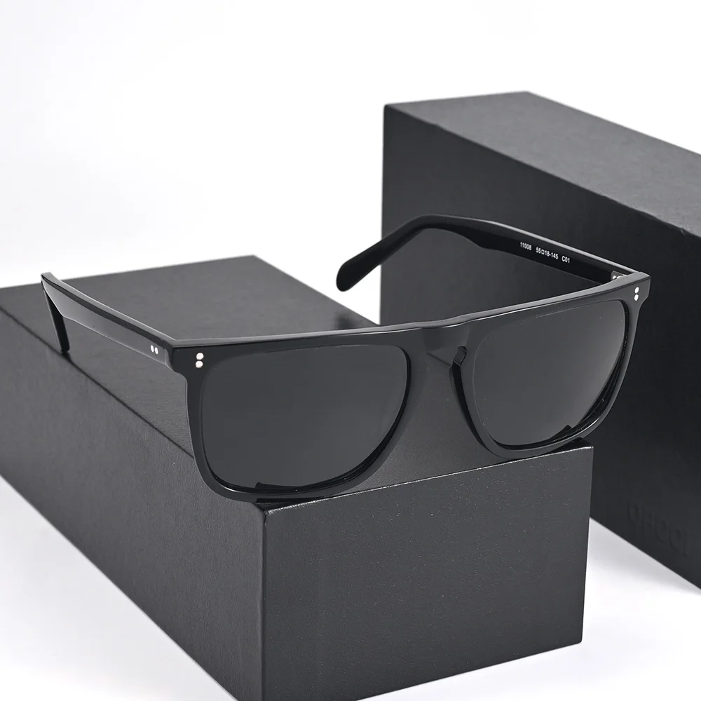 Cubojue Мъжки Стъклени слънчеви очила Дамски Слънчеви очила с висококачествена ацетатна рамки за мъже със защита от надраскване черно-кафяви нюанси G15 Изображение 2