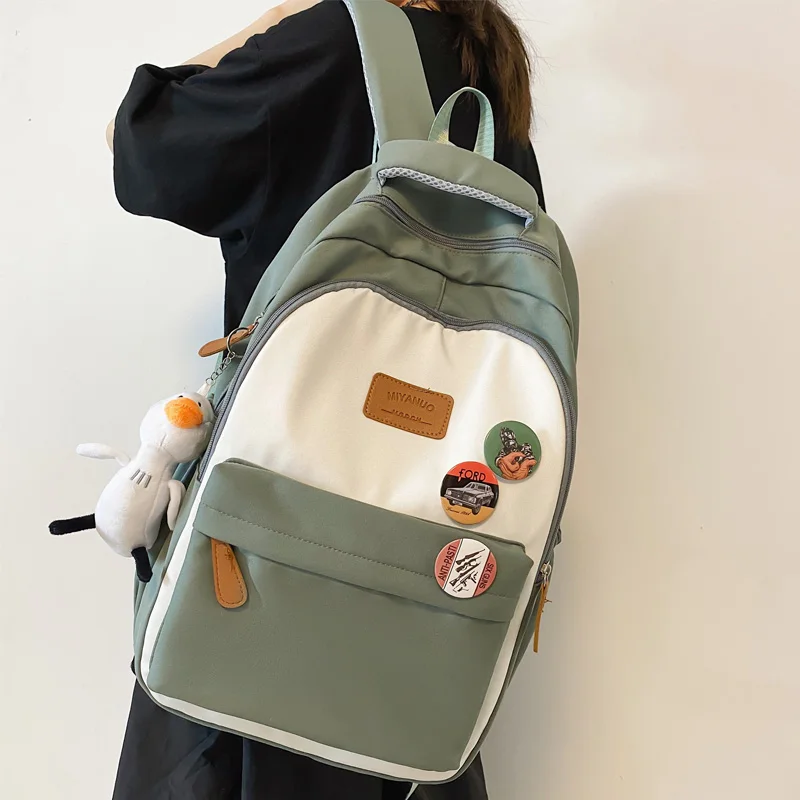 DCIMOR, нов дамски раница от найлон Kawaii, дамски ежедневни пътна чанта в контрастен цвят с голям капацитет, училищен раница за момичета Изображение 0