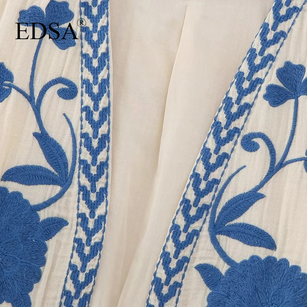 EDSA, женски модерен памук жилетка с бродерии, палта на бретелях без ръкави, лятна Връхни дрехи Изображение 3