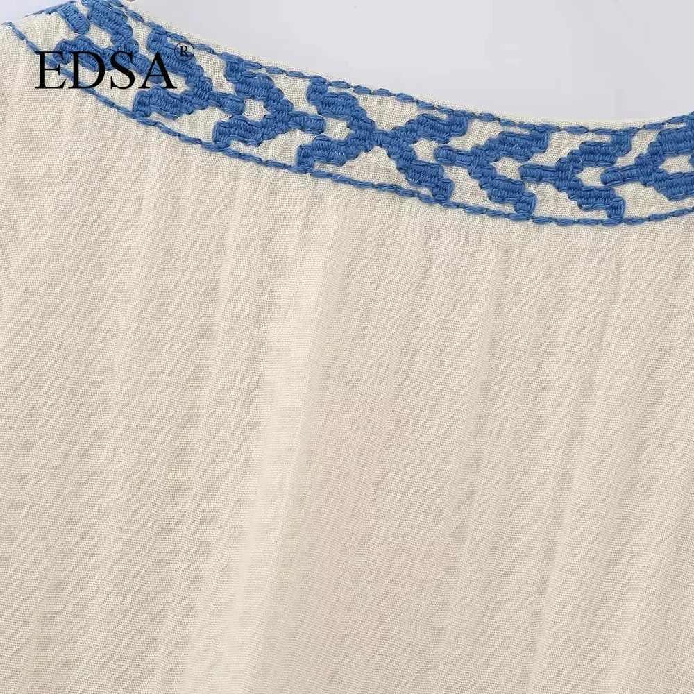 EDSA, женски модерен памук жилетка с бродерии, палта на бретелях без ръкави, лятна Връхни дрехи Изображение 5