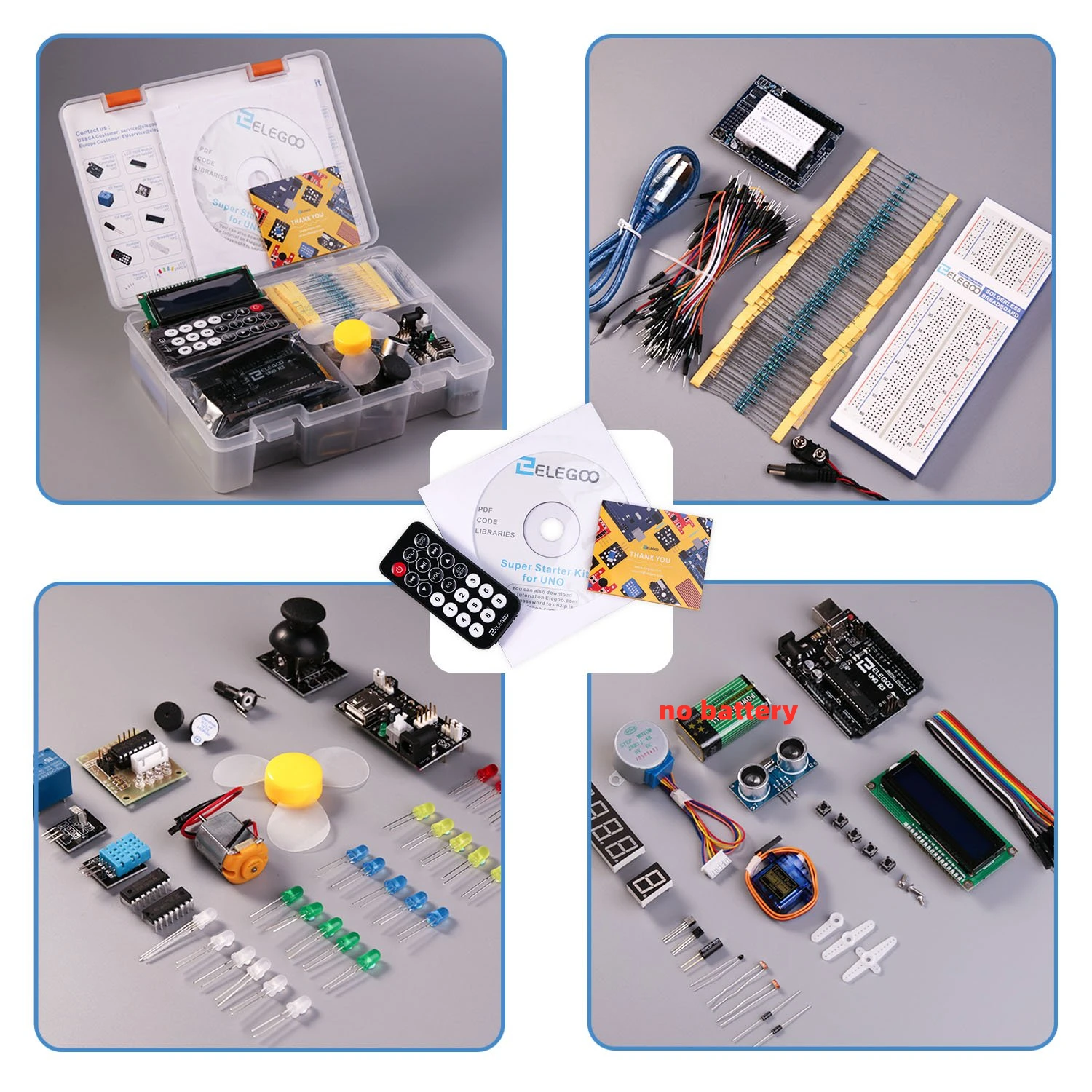 ELEGOO Arduino UNO Project Super Starter Kit с образователен инструмент и UNO R3, съвместими с Arduino IDE Изображение 1