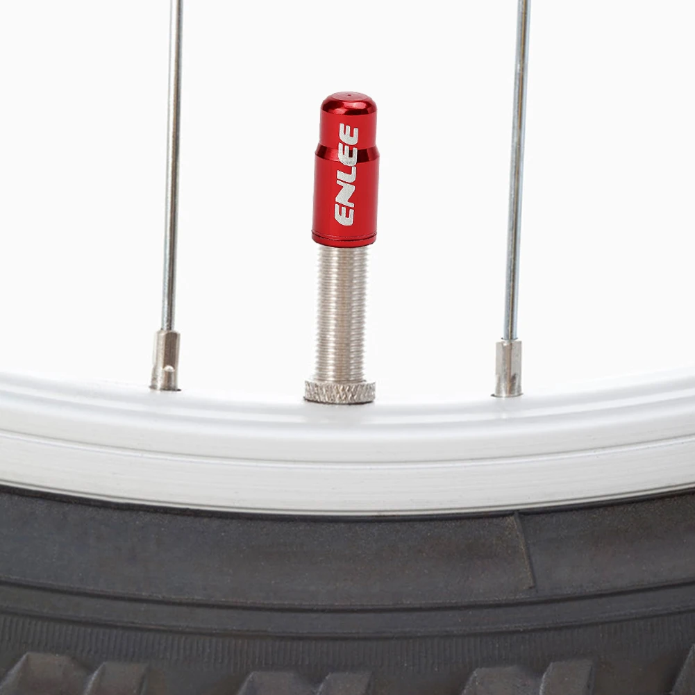 ENLEE 2 елемента Капачки велосипедни клапани от алуминиева сплав, антикорозионна вентилът за велосипедни гуми МТБ, Антикорозионна аксесоари за колоездене Изображение 5